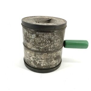 Vintage Duplex Sifter 5 Cup Double-Sided Metal Flour Sifter Handle Kitchen Tool